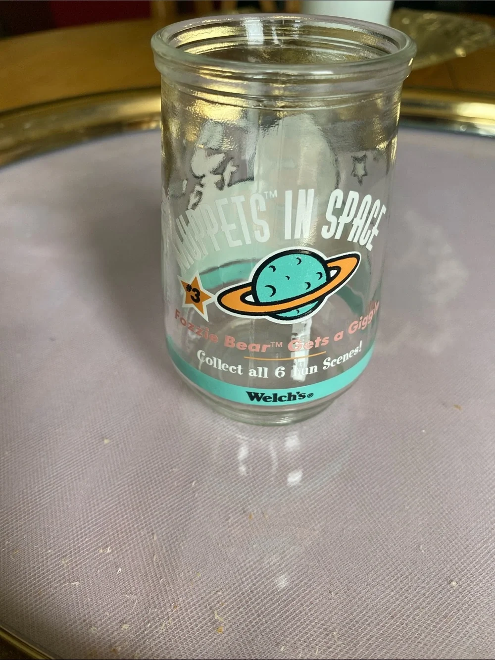 Vintage 1998 collectible Welch’s muppets in space glass jelly jar/juice cup